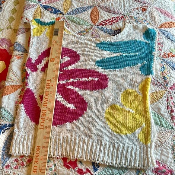 Ginenne Vintage Pink Blue Yellow Big Floral Knit Sweater Blouse S See Details - Picture 12 of 15